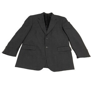 Stafford Mens Dark Grey Wool Sport Coat Size 44 Single Breasted Office Preppy